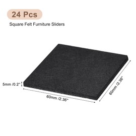 uxcell Furniture Pads, 24Pcs 2.4'' - Square Self Adhesive Felt Furniture Pads, Floor Protectors for Furniture Feet Chairs Legs Hardwood Floors (Black)
