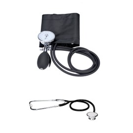 Medi-Inn Set Blutdruckmessgerät Aneroid Premium 2-Schlauch-System + Stethoskop Doppelkopf