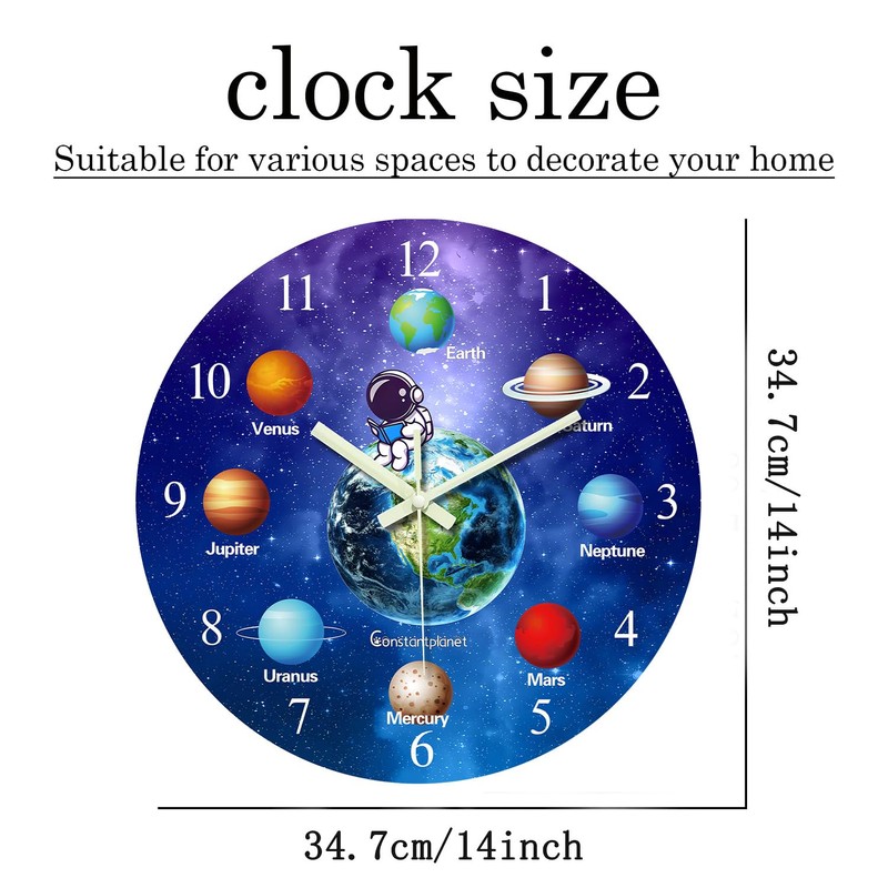 Constantplanet Silent Wall Clock Non Ticking 14 Inch Decorative Wall