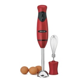 BELLA Immersion Hand Blender, Portable Mixer with Whisk Attachment - Red
