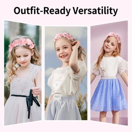 YAFIYGI Flower Headband for Girls Pink Rose Floral Head Band with Flowers Elegant Headbands with Pearls for Women Girl Wedding Party Headdress Non Slip Bands