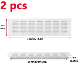 Antrader Aluminum Louvered Ventilation Grille Air Vent, 2PCS Rectangle Metal Louvered Grill Cover Aluminum Alloy Door Air Vent Grille Air Vent Grill 300 x 80mm (L x W)