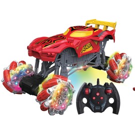 1:16 Scale 3D Character Dragon Dinosaur Aligator Remote Control Crawler Monster Truck Stunt Car with Lights, Sounds, 360 Spinning Motion (Red)