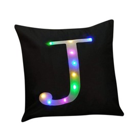 ZUODU Black Cushion Cover Creative LED Colorful Lighting Velvet Letter Cushion Cover Pillow Cover Bar Use Party Use Festival Use Gift Use18”x18” or 45cm x 45cm 1pc (J)