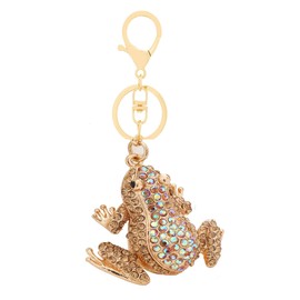 HEYU Cute Frog Rhinestone Keychain Sparkling Animal Pendant, gold-coloured