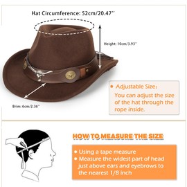 Western-Cowboy-Hat Classic Cowgirl-Hat for Kids Boys Girls Bull-Head Fedora for Party(4-8T) Brown