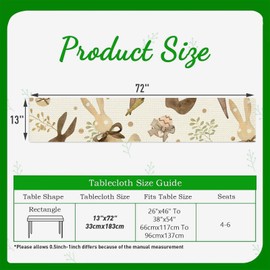 Easter Decorative Table Runner, Hessian Print, Easter Rabbit, Egg Table Decoration, Table Runner, Home Decoration, Table Cloth, Easter Spring Party, Birthday Party Table Decorations, 183 x 33 cm (#A)