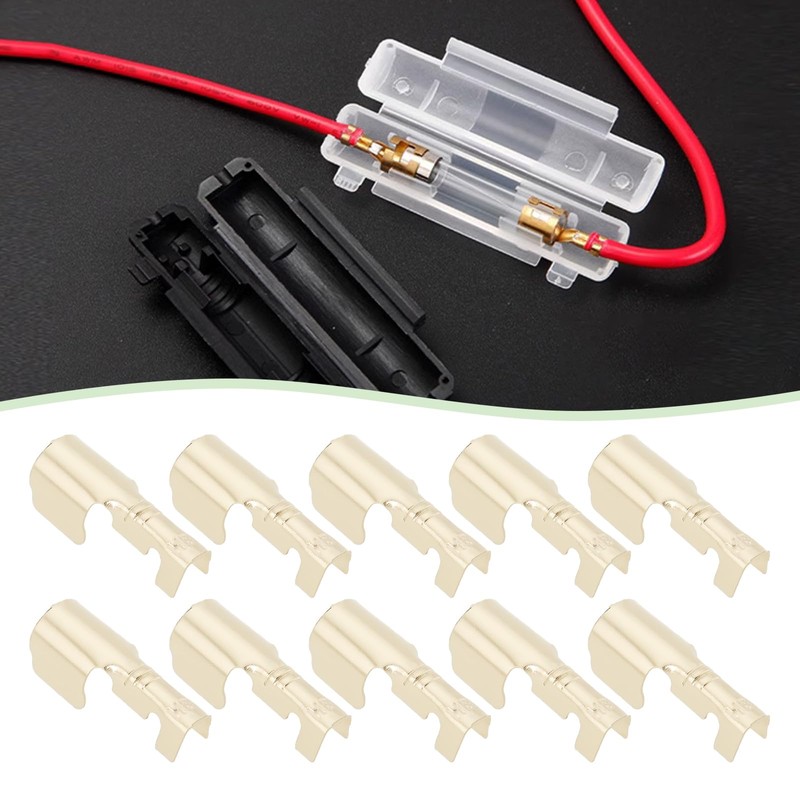 Micro Traders 50pcs 6x30mm Glass Fuse Holder Clips Connectors Brass