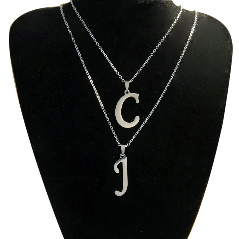 4 Pack Stainless Steel Initial A Necklace for Women Letter