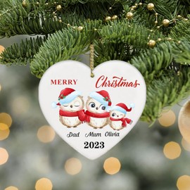 BTORER 2023 Family Christmas Ornament - Cute Family of 2/3/4 Christmas Tree Ornament - Decorative Hanging Ornaments - Keepsake Gifts Parents with Kids Xmas Tree Hanging Decoration