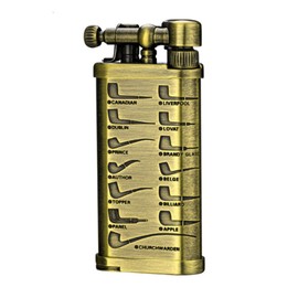 DC Crafts Pipe Bag with IM Corona Old Boy Pipe Lighter - Includes Czech Pipe Tool, & 5 Pack of IM Corona Flints - (Antique Brass Classic Pipe Shapes)