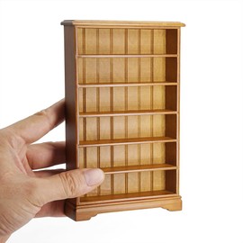 Odoria Dollhouse Bookcase Shelf Miniature: 1/12 Scale Brown Bookshelf Modern Living Room - Mini Wall Shelving for Salon - Tiny Wood Furniture Office Library