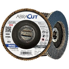 Canadian-Made EconoZirc ABRACUT Zirconia Flap disc 4-1/2 x 7/8, Made in Canada, 10 Pack, T27, High Performance, for Angle Grinder, Sanding, Grinding Discs for Metals, Steel, Stainless Steel (80G T27)