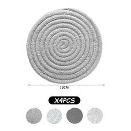 4 Piece Coasters, Cotton Thread Fabric Mat, Hot Pot Tray, Round Hot Pot Holder, Absorbent Hot Pot Holder, Round Table Mat, Handwoven Coaster