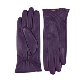 Nappaglo Nappa Leather Gloves Warm Lining Winter Handmade Curve Imported Leather Lambskin Gloves for Women (L, Purple)