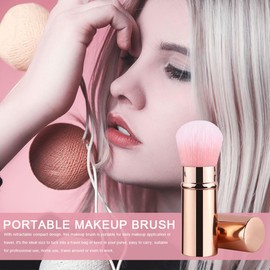 2 Pcs Retractable Kabuki Makeup Brushes Portable Makeup Brush Retractable Makeup Brush Travel Face Blush Brush for Liquid Cream and Flawless Powder Cosmetics
