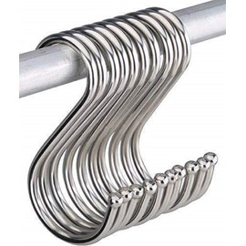 Pro Chef Kitchen Tools Round S Hooks - Kitchen Pot Racks Hook 10 Pack Set - Heavy Duty S Shaped Clothing Hangers - Fits Utensil Organizer Rack Hanger Bar - Outdoor Garage Home Storage Organization