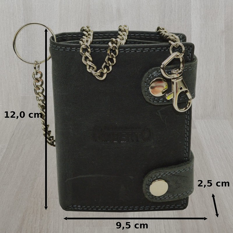 Roberto Leather Wallet with Chain Smooth Leather Design with RFID