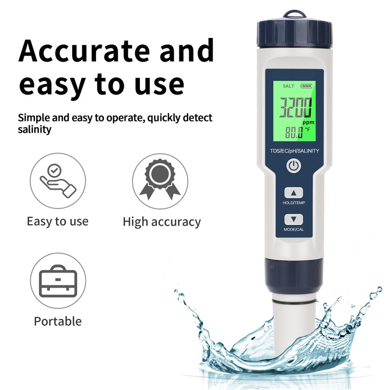 2025 New 5 in 1 Pool Salt Tester，Accurate and Reliable,Salt,