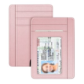 Fintie Slim Minimalist Front Pocket Wallet, RFID Blocking Credit Card Holder Card Cases with ID Window for Men Women (Rose Gold)