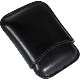 Etabeta ArtigianoToscano Leather Cigar Case for 1-4 Cigars (Max 4 Mezzanines) - Made in Italy (Black)