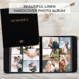 Beautiful Linen Photo Album For 4x6 Photos - Safely Holds Up To 500 Pictures of Unique Memories - The Perfect Large Photo Book To Store All Pictures of Treasured Family, Baby or Wedding Moments