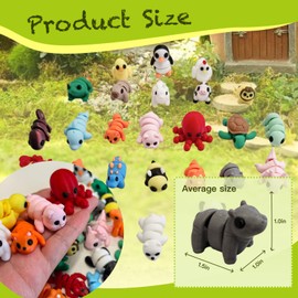 YonaaClin 25pcs Mini Animals Figures,3D Printed Animals and Flexible Joints Fidget Toys, Small Animal Figurines Fit Fidget Toy Set,Pocket Pets,Birthday fillers, Teen Reward Gifts(25PC)