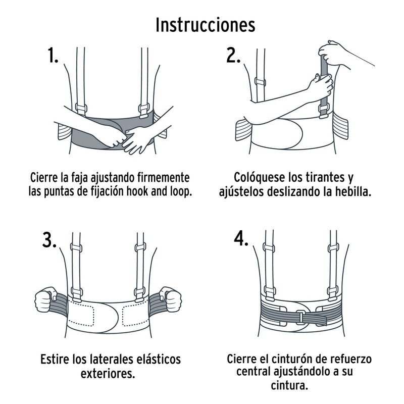 Truper FAJA-MX, Faja con tirantes ajustables, tercer cinturón, talla mediana