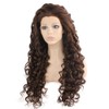 Mxangel Long Curly Lace Front Synthetic Wig Brown Heat Resistant