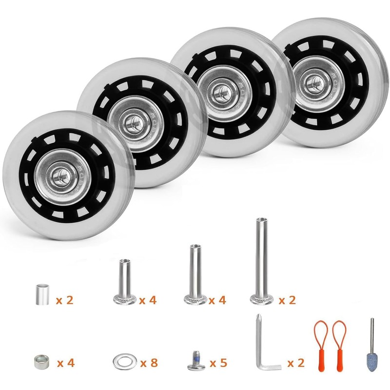 45mm Luggage Wheels Replacement with Ball Bearing, 4pcs Swivel Caster