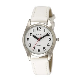 Ravel Unisex Super Fat Visor Aid Watch with Large Numbers, White / silver tone, Minimal