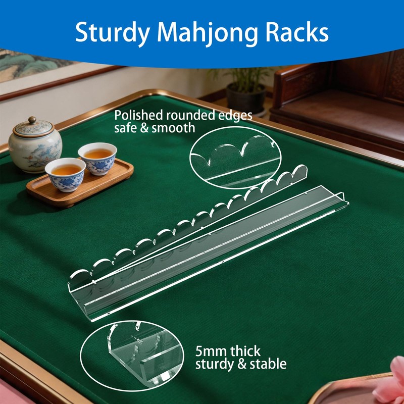 Mahjong Racks with Pushers 4 Clear Acrylic Tile Holders(Clear L17.5)