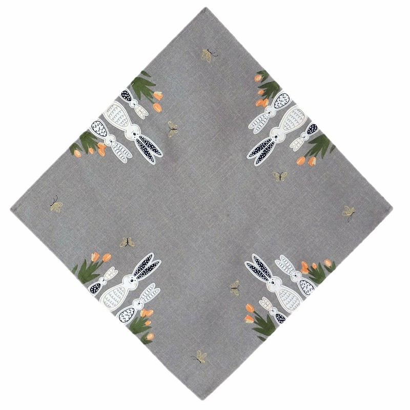 texpot Tablecloth 85 x 85 cm with Embroidery Easter Bunny