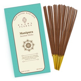 Manipura Incense Sticks, Organic Hand Dipped 100 Sticks with Natural Herbs & Aromatic Ingredients, Burn Time 45 to 60 Minutes, Incense for Positivity, Yoga, Meditation, Relaxation, Spiritual Gift