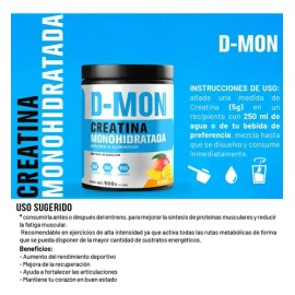 Creatina Monohidratada D-mon En Polvo 500g Sabores Mango                                                                                              