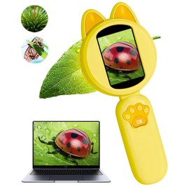 Microscope for Kids - 2 Inches LCD Screen Mini Microscope Pocket Handheld Microscope for Toddlers-Educational Science Kit Toys for Birthday Gifts,Toy for Age 3 4 5 6 7 8 Girls Boys,Yellow