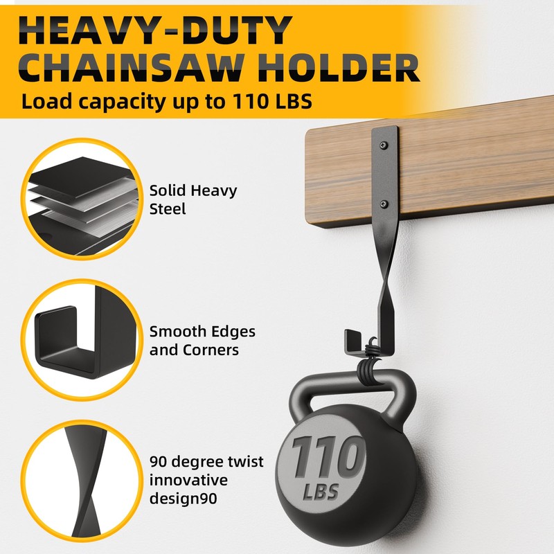 Dabolang 2PCS Chainsaw Holder,Chainsaw Hanger Wall Mount,Heavy Duty Chainsaw Rack,Weed