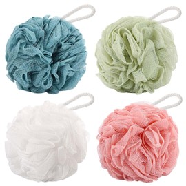 BTYMS 4 Pcs Loofah Sponge 60g/pc Mesh Pouf Bathing Sponges Bath Scrunchies Shower Puff