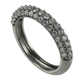 caï Women's Ring 925 Sterling Silver Rhodium-Plated Black Zirconia White, Silver, Cubic Zirconia