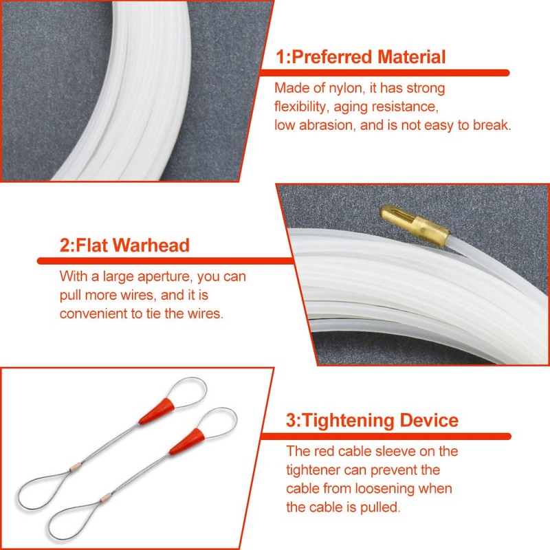 WENRERO Cable Running Puller Rods Electrical Wire Threader Nylon Fish Tape