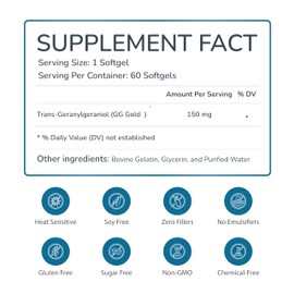 WELLNESS EXTRACT GG Essential Annatto Derived Dietary Supplement for Statin Users, Pack of 60 Softgels Capsules 150mg