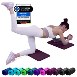 REFIT FITNESS PainProtect SmartCell NBR Yoga & Fitness Pad Comfort-Mini 25 x 61 x 1.5 cm Small Non-Slip Sports Mat Gymnastics Knee Pads Aubergine Set of 2