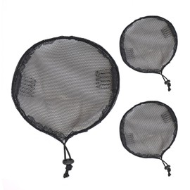 YTBYT 3 Pcs Black Round Ponytail Net Elastic Drawstring Hair Net Base for Making Afro Puff Drawstring Ponytail Wig