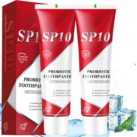 SP10 Probiotic Toothpaste, 2Pcs 100g Teeth Whitening Toothpaste with 4 Probiotics, Deep Cleaning Bright White Tooth Paste, Fresh Breath Oral Care, Remove Stains, Mint Flavor