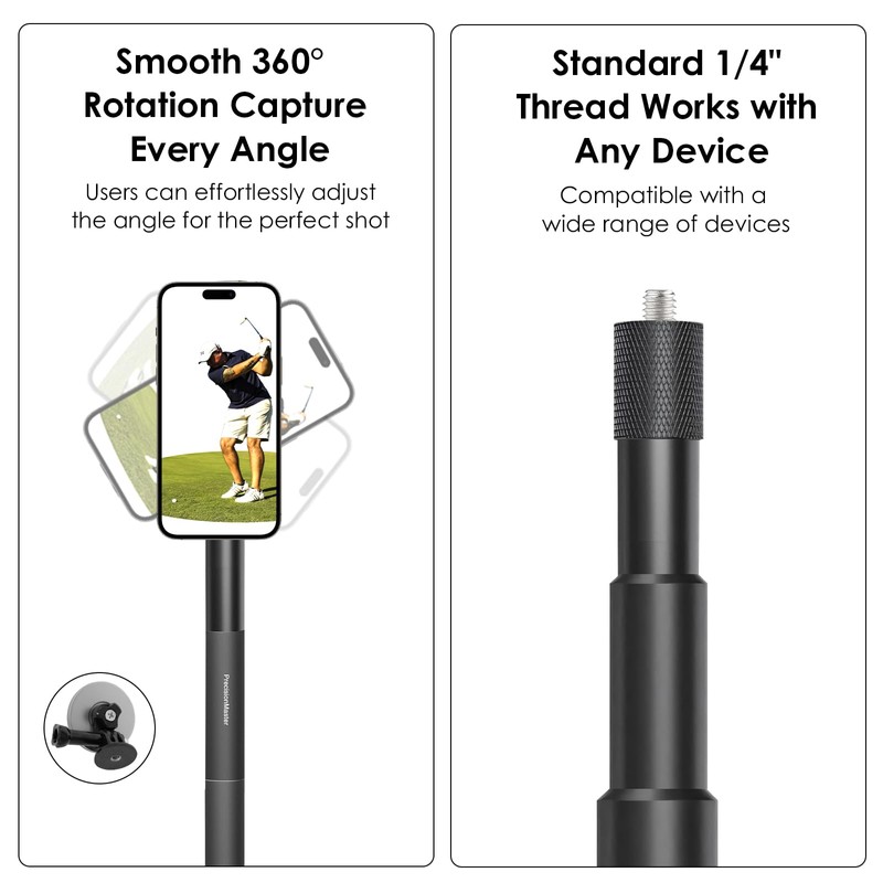 Golf Filming Stick, Record Golf Swing with Magnetic Phone Holder,