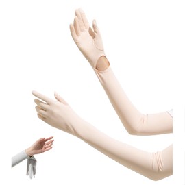 Mogoti Arm Cover, UV Protection, Women's, UV Protection, Arm Cover, Fingertips, Arm Cover, Arm Sleeve, Sunscreen Protection, Sleeve Cover, Long, orange