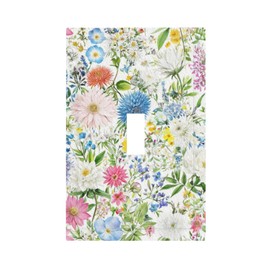 Wmhusu Decorative Light Switch Cover Vintage Colorful Floral Boho Flowers Botanical 1 Gang Wall Plate Cover Single Toggle Outlet Covers Switchplate Electrical Faceplate for Bathroom Bedroom（2Pack）