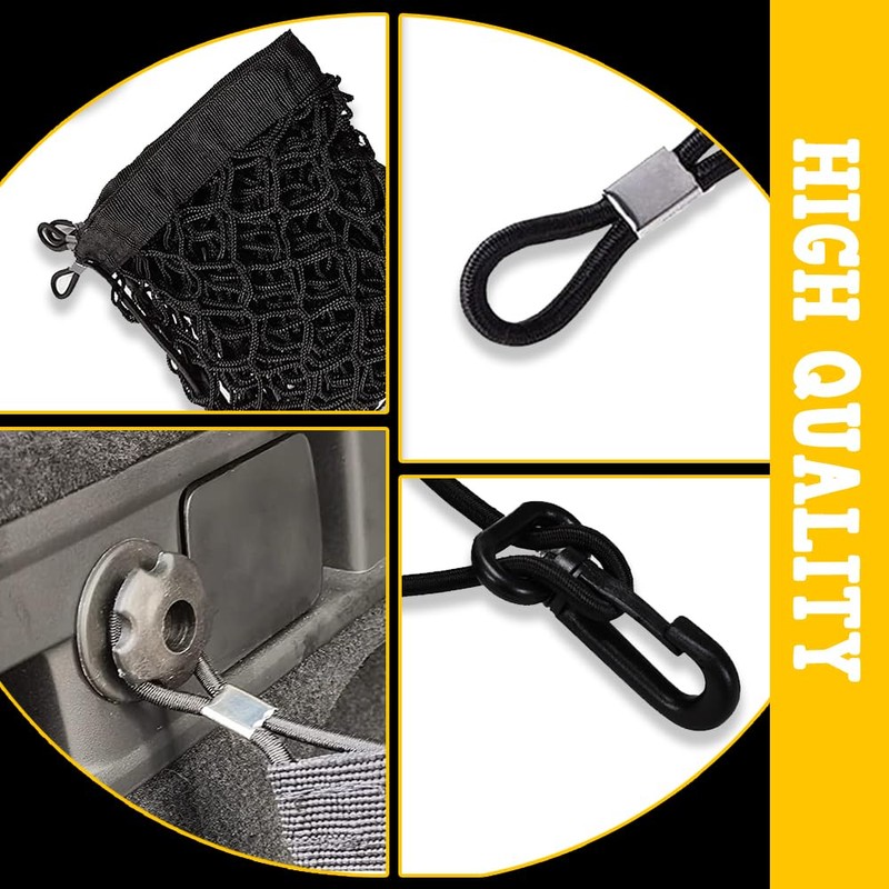 Car Rear Cargo Net, Trunk Cargo Storage Net with Hooks,