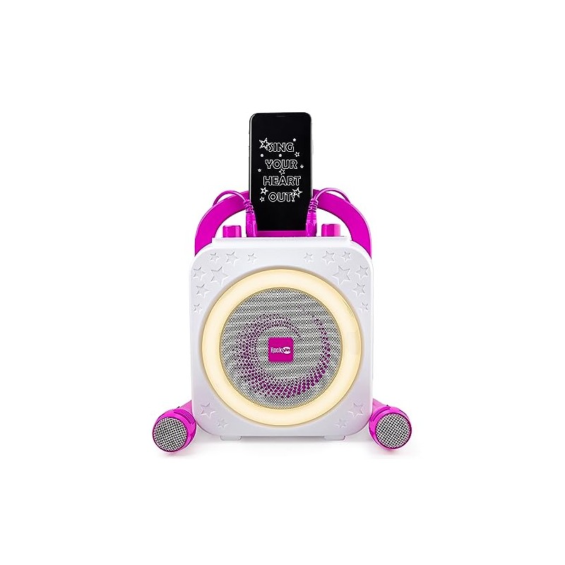 RockJam 10-Watt Rechargeable Bluetooth Karaoke Machine with Two Mics, Ring