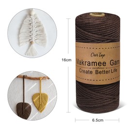 OurTop Premium Macrame Yarn Set of 3, 3 mm x 100 m Macrame Cord, Macrame Cord, Yarn for DIY Crafts, Weaving Decoration, Hanging Plant Hanger (Natural, Sage, Brown)
